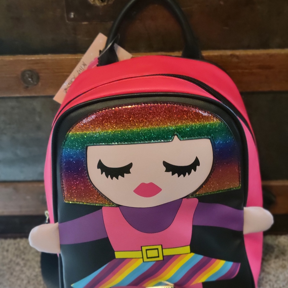 Betsey Johnson Pink and Rainbow Backpack